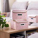 PRANDOM Foldable Storage Boxes with Lids [5-Pack] Fabric Decorative Storage Bins Cubes Organizer Containers Baskets with Cover Handles Divider for Bedroom Closet Living Room Pink 9.8x7.9x6.7 Inch by TinyTreasures Baby Boutique