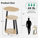 Side Table, Small End Table with Metal Frame, 3-Tier Bedside Tables, Round Side Tables for Living Room Bedroom Couch Bathroom, Oval, Modern Oak by CozyNest Decor