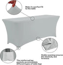 IVAPUPU 8FT Table Cloth for Rectangular Fitted Events Stretch Grey Table Covers Washable Cover Spandex Tablecloth Protector for Party, Wedding, Cocktail, Banquet, Festival by CozyNest Decor