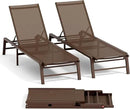 Aluminum Chaise Lounge Chair Outdoor, Foldable Patio Lounge Chair 2 Sets Assemble-Free, Pool Lounge Chairs with 5 Adjustable Backrest, Outdoor Lounge Chairs for Outside Poolside Beach Lawn Brown by GreenHaven Gardens