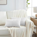 Fancy Homi 2 Packs White Lumbar Decorative Throw Pillow Covers 12x20 Inch for Living Room Couch Bed Sofa, Rustic Farmhouse Boho Home Decor, Soft Striped Corduroy Rectangle Accent Cushion Case 30x50 cm by CozyNest Decor