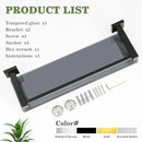 Alise Bathroom Glass Shelf with Stainless Steel Railing, Matte Black Small Tempered Glass Floating Wall Shelf Over The Toilet, 16 inch by CozyNest Decor