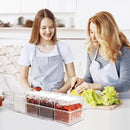 Clear Seasoning Box 4 PCS/Set, Acrylic Seasoning Rack Seasoning Storage Container Condiment Jar Spice Box Spice Jar Spice Pot Spice Rack with Spoon & Lid & Tray for Salt Pepper Sugar (