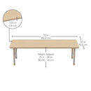 FDP Rectangle Activity School and Classroom Kids Table (30 x 72 inch), Chunky Sand Toddler Leg, Adjustable Height 15-24 inches - Maple Top and Maple Edge by CozyNest Decor
