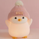 Penguin Night Light, Cute Pink Penguin Lamp with Knit Hat, Soft Silicone Nursery Nightlight for Baby, Rechargeable/Dimmable/Timer,LED Squishy Novelty Animal Bedside Lamp,Funny Gifts for Kids by TinyTreasures Baby Boutique
