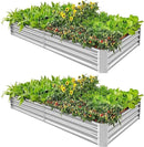 Land Guard 2 Pack 8×4×1ft Galvanized Metal Raised Garden Bed, Metal Planter Kit Box Outdoor for Deep-Rooted Vegetables, Flowers, Green and Herbs… by GreenHaven Gardens