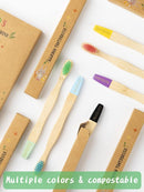 Bamboo Kids Toothbrushes (6 Pack) - Soft Bristle Organic Compostable BPA Free Toothbrush for Kids Toddler Baby Tooth Brush, Eco Friendly Natural Biodegradable Wooden Toothbrush by TinyTreasures Baby Boutique