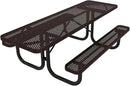 Heavy-Duty Portable ADA-Compliant Outdoor Picnic Table, Punched Steel Patio Dining Furniture Made in America (8ft Rectangular, Both-Side Handicap, Brown) by GreenHaven Gardens