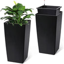 30" Tall Planters Set of 2, Outdoor＆Indoor Black Planter Pots, High Front Porch Planter Pots with Drainage Holes＆Water Level Monitor Movable Wheels ＆Inner Bucket, Automatic Watering,Black by CozyNest Decor
