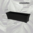 Elly Décor Set of 2 24x8 Rectangular Modern, Resistant and Self Watering Planter with Rattan-Like Finish, 24", Gray by CozyNest Decor
