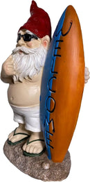 Surfer Garden Sculpture | Party Gnome Garden Statue |Surfing gnome |Funny Lawn Gnome Statue - 10 inches by CozyNest Decor