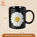 12Oz Daisy Black Ceramic Mug, Mug for Daily Coffee and Tea, Lead-free, Microwave and Dishwasher Safe Coffee Mug, Perfect gifts for women and men by CozyNest Decor