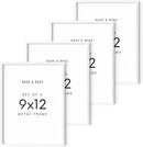 HAUS AND HUES 9x12 White Metal Picture Frames - Features Premium Aluminum, Vertical & Horizontal Hang, Shatterproof Plexiglass - Perfect for Home, Room, Office (9x12 in, White, Set of 4) by CozyNest Decor