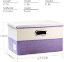 PRANDOM Large Foldable Storage Bins with Lids [3-Pack] linen Fabric Decorative Storage Boxes Organizer Containers Baskets Cube with Handles Divider for Bedroom Closet Purple&Cream(17.7x11.8x11.8) by TinyTreasures Baby Boutique