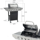 Endark 3-burner propane gas grill | 37,000 BTU stainless steel with side-fire function | with enameled cast iron grate, thermometer and side stand wheels | great for patio and garden outdoor cooking by GreenHaven Gardens