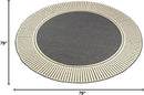 nuLOOM 6'7" Round Outdoor Area Rug, Casual Design With Striped Border, Stain Resistant, Highly Durable, For Patio, Balcony, Bedroom, Living Room, Dining Room, Bathroom, Dark Grey by CozyNest Decor