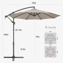 FLAME&SHADE 10ft Cantilever Patio Umbrella Outdoor, Large Offset Umbrella with Crank and Cross Base, UPF 50+ UV Protection Hanging Umbrella for Pool Deck Garden, Taupe by GreenHaven Gardens