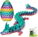 3D Printed 12” Articulated Crystal Dragon Inside 5.1” Egg – Fantasy Collectible, Fidget Toy & Stocking Easter Basket Stuffers for Home & Office Decor (Rainbow) by CozyNest Decor
