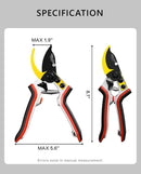 8.1" Pruning Shears for Gardening (Durable and Sharp Teflon-coated SK5 Blade)(Ergonomic Rubber Non-slip Handle) Bypass Garden Shears Up to 1 Inch Cut Capacity by GreenHaven Gardens
