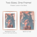 Homeforia 9x12 Rose Gold Frame, High End Metal 9 x 12 Picture Frames with Mat 7 by 10 inch Photo, 9by12 Poster Frame Matted to 7x10 Art, 12x9 Wall or Tabletop Frame, Tempered Glass, Wall Kit, Set of 1 by CozyNest Decor