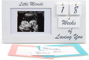 White Ultrasound Sonogram Picture Frame with Milestone Tracker – Elegant Wooden Keepsake for Expecting Parents – Nursery Décor Gift for New Moms – Countdown Tiles Included – 12" x 6" Design by TinyTreasures Baby Boutique