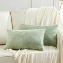 Fancy Homi 2 Packs Sage Green Long Lumbar Decorative Throw Pillow Covers 12x24 Inch for Couch Bed Sofa, Rustic Farmhouse Boho Home Decor, Soft Striped Corduroy Rectangle Accent Cushion Case 30x60 cm by CozyNest Decor