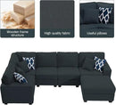L Lengend Vansen Modular Sectional Sofa U Shaped Couch with Ottoman Modern Reversible Corner Sectional Couch for Living Room (Charcoal, U Shaped Sofa-1)