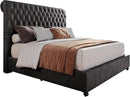 PaPaJet Bed Frame Queen Size Upholstered Platform Bed with 52.8'' Tall Sleigh Headboard, Button Tufted, No Box Spring Needed, Easy Assembly, Dark Grey by CozyNest Decor