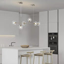 KCO Lighting 6 Light Bubble Glass Pendant Light Mid Century Modern Globe Sputnik Chandelier Linear Chandelier Lighting Brushed Nickel Hanging Light Fixture for Kitchen Island Dining Room by CozyNest Decor