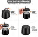 14oz Insulated Vacuum Food Jar with Buckle Lid,Soup Thermo for Hot Food Kids,Wide Mouth Leakproof Stainless Steel Lunch Container with Spoon-Black by TinyTreasures Baby Boutique
