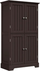 ChooChoo Bathroom Floor Cabinet, Modern Bathroom Storage Cabinet with 4 Doors and Adjustable Shelves, Freestanding Cupboard for Living Room, Espresso by CozyNest Decor