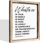 Christian Wooden Framed Signs, Rustic Home Decor, Family Signs, Living Room Decor, Philippians 4:8 Sign, Framed Wall Plaque Sign 15 * 11.5 inches, Finally Brothers and Sisters by CozyNest Decor