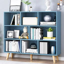 IOTXY Wooden Open Shelf Bookcase - 3-Tier Floorstanding Display Cabinet Rack with Legs, 8 Cubes Free Standing Bookshelf, Bright Blue by CozyNest Decor