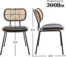 Rattan Dining Chairs Set of 4, Mid Century Modern Dining Chairs with Cane Back for Kitchen Dining Room, 19 Inch Faux Leather Black by CozyNest Decor