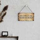 SENJIAN Rustic Train Station Wood Decor Sign, Retro Welcome to the Train Station Printed Wood Sign Wall Art, Hanging Door Sign, Decorative Wood Sign Home Decor 12" x 6" by CozyNest Decor