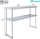 AmGood Double OverShelf Stainless Steel NSF - Many (48" Long x 14" Deep) by CozyNest Decor