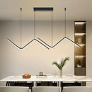 LED Modern Linear Pendant Lights, Dimmable LED Hanging Chandelier Fit Dining Room Kitchen Island, 3000K-6000K with Remote Contro Bright Light Fixture (Black, 47.2IN) by CozyNest Decor