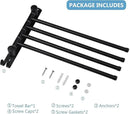Black Towel Rack JSVER Swivel Towel Rack Wall Mounted, SUS304 Stainless Steel Towel Bar, 4 Arms Space Saving Towel Holder, Towel Racks for Bathroom by CozyNest Decor