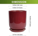Ceramic Planter for Plants - 10 Inch Plant Pot Indoor with Drainage Hole and Saucer Modern Large Outdoor Planter Flower Pot for Home Decor Red by GreenHaven Gardens