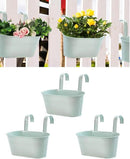 vensovo Metal Railing Planter for Outdoor Plants - 3 Pack Balcony Hanging Flower Pots with Detachable Hooks and Drain Holes Oval Bucket Rail Box Fence Planters for Home Garden Decor, Light Green by GreenHaven Gardens