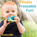 Teetherpop Fillable Silicone Teether for Babies (2-Pack) – Breastmilk Popsicle Molds for Teething w/Spill-Proof Sippy Slits – Freezable Baby Teethers for Liquids & Purées (Fuchsia/LimonTeal) by TinyTreasures Baby Boutique