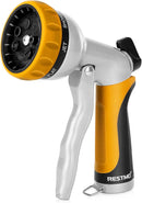 RESTMO Garden Hose Nozzle, Heavy Duty Metal Water Hose Nozzle with 7 Adjustable Spray Patterns, High Pressure Hand Sprayer with Flow Control, Best for Watering Plant & Lawn, Washing Car & Pet, Yellow by GreenHaven Gardens