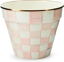 MACKENZIE-CHILDS Enamel Garden Pot, Decorative Pot for Plants, Outdoor Flowerpot Decor, Extra Large, Pink-and-White Rosy Check by GreenHaven Gardens