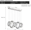 Buccleuch Modern Crystal Chandelier, Dimmable LED Ceiling Light Fixture 5-Ring Adjustable Stainless Steel Pendant Light, Silver Crystal Chandeliers for Dining Room, Bedroom, Living Room - Cool White by CozyNest Decor