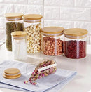 Glass Food Storage Jars, Glass Jars with Bamboo Lids, Kitchen Storage Jars, Canisters with Airtight Lids for Spice, Coffee, Cookie, Set of 5, Pantry Organizers by CozyNest Decor
