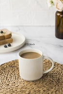 famiware Coffee Mug Set for 4, Star 12 oz Catering Mugs Cup Set with Handle for Coffee, Tea, Cocoa, Milk - Ceramic Stoneware Drinkware Set, Matte White by CozyNest Decor
