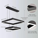 Modern Led Rectangle Chandelier for Dining Room, Dimmable Black Modern Chandelier with Remote, Adjustable Foyer Lighting Fixture by CozyNest Decor