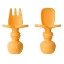 Bumkins Baby Utensils Set, Chewtensils Silicone Spoons for Dipping, Self-Feeding, Baby Led Weaning, Trainer Learning, First Stage Eating, Soft Practice Fork and Spoon, Babies 6 Months, Tangerine by TinyTreasures Baby Boutique