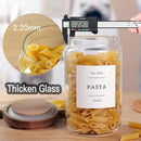 6 Set Glass Pantry Storage Jars with Acacia Airtight Lid - 23oz Thicken Glass Kitchen Canisters with 132 Pantry Labels - Clear Glass Food Storage Containers with Wood Lid for Tea,Sugar,Cookie,Coffee by CozyNest Decor