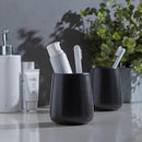 Matte Black Toothbrush Holders for Bathroom - 2Pcs Ceramic Tooth Brushing Holder Set, Toothpaste Holder, Reusable Toothbrush Mouthwash Cups, Space-Saving Design for Bathroom Countertop by CozyNest Decor
